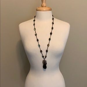 Love Heals hand-beaded quartz pendant necklace